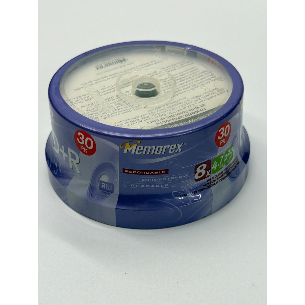 Memorex DVD+R 4.7GB 120min 8X Recordable Media 30 Pack Spindle 3202 5652‎
